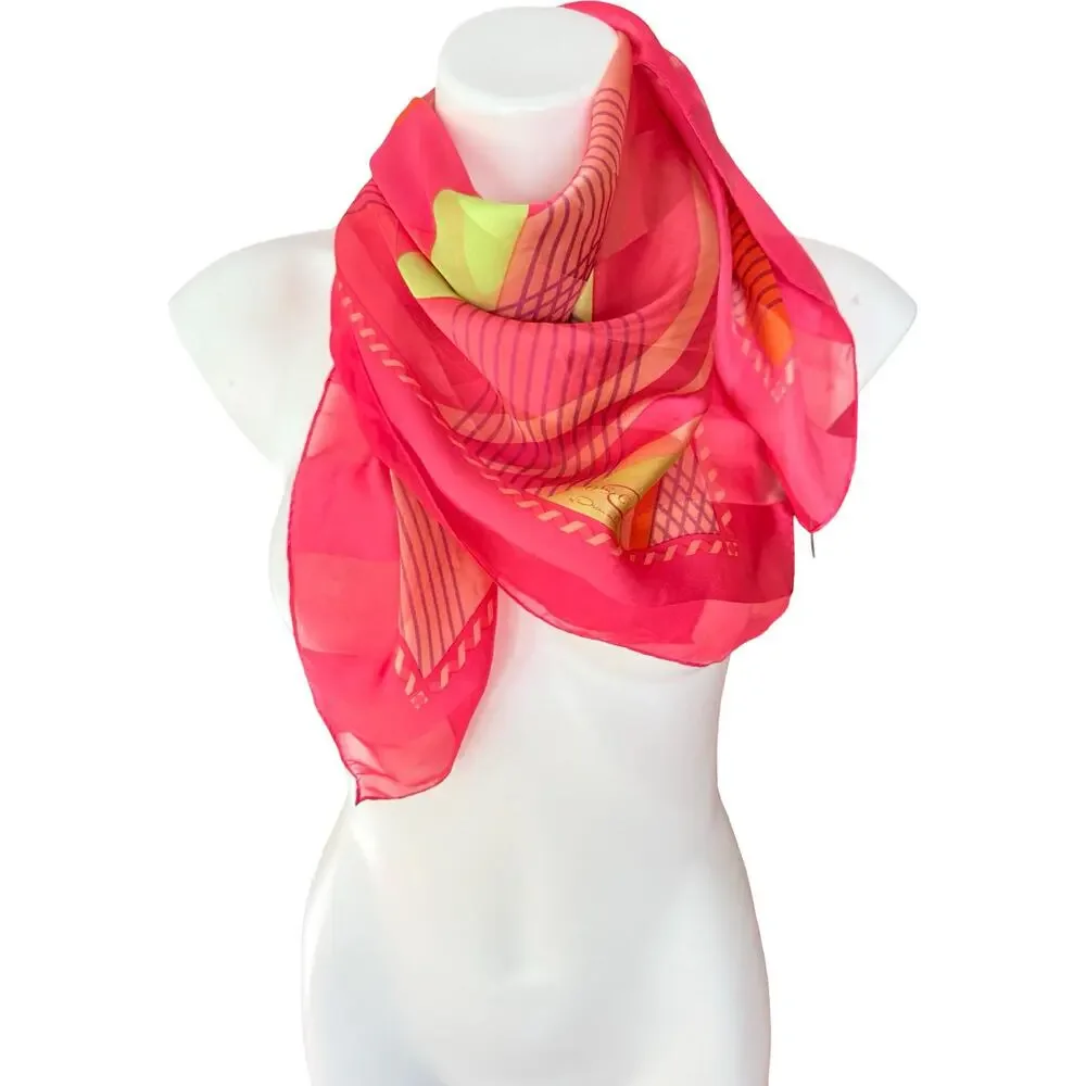 Vintage Oscar by Oscar de la Renta Silk Color Block Scarf NWOT 34x34